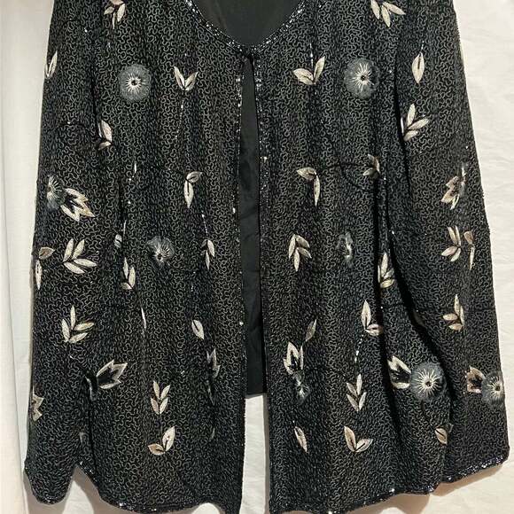 Adrianna Papell Jackets & Blazers - Adrianna Papell Occasions Silk Beaded Floral Evening Jacket 22W